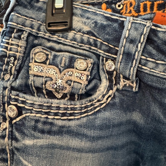 Rock Revival Low Rise Boot Cut Blinged Jeans Y2K - Picture 10 of 11